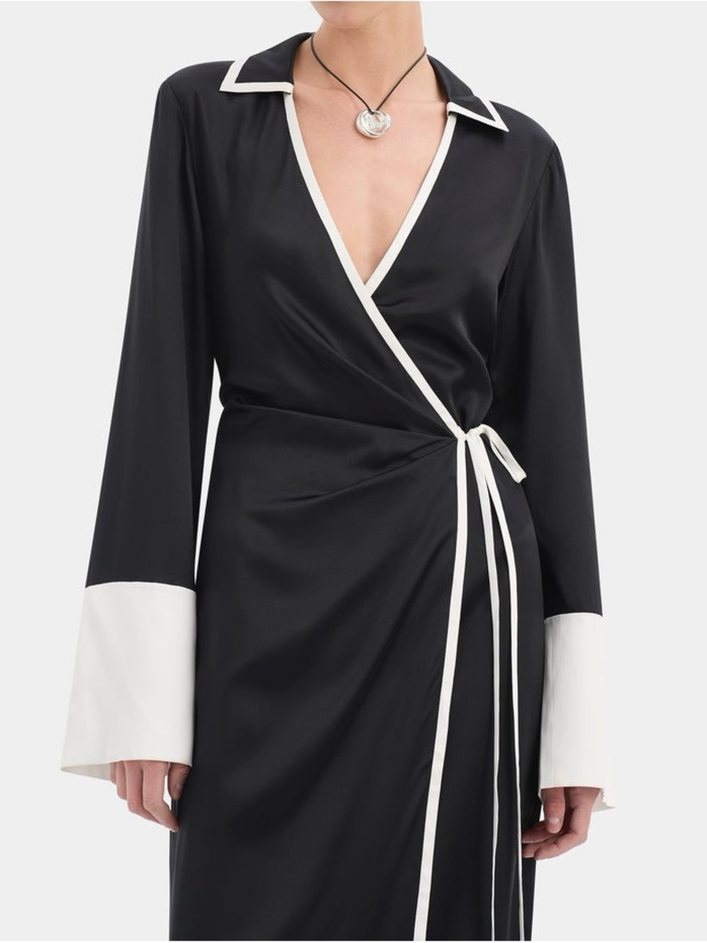 Sir. The Label Yasmine Wrap Silk Shirt Dress in black size 1/S_NWT